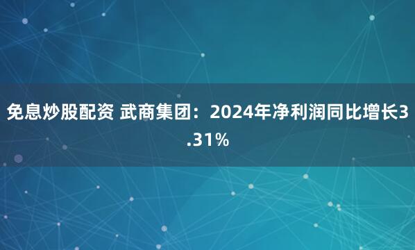 免息炒股配资 武商集团：2024年净利润同比增长3.31%